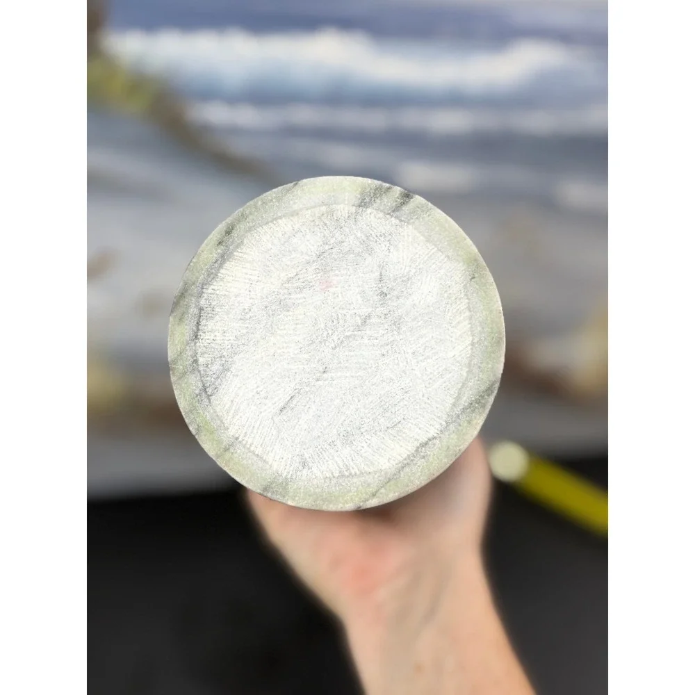 Gray White Marble Stone Vase Tapered Polished Decorative Bud Vase 8 Inch